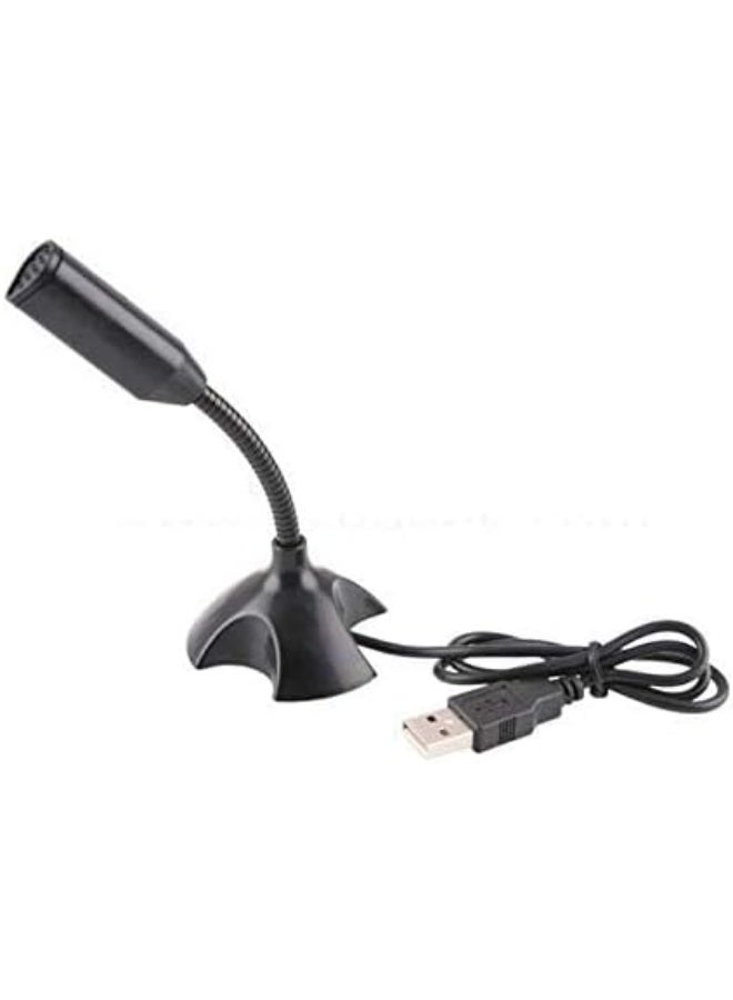 ميكروفون ستوديو صغير محمول بمنفذ USB مع حامل – مناسب للكمبيوتر واللاب توب – لون أسود - Image 2